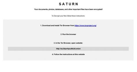 Vírus Saturn Ransomware (Saturn Decryptor)